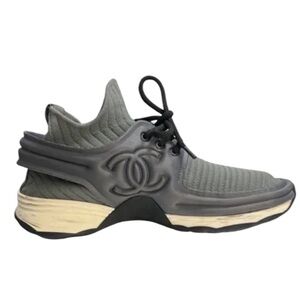 Chic Street Style: Chanel Gray Logo CC Sock Sneakers Size 37